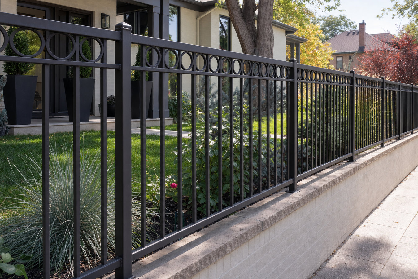Ornamental iron fence installation